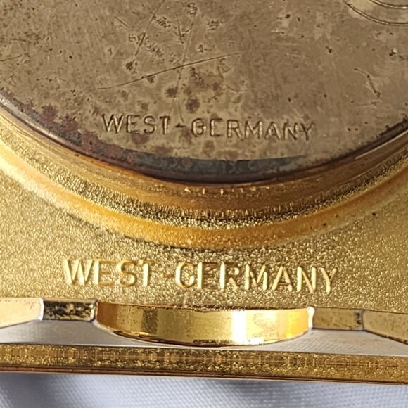 Gruen Quartz Octagon Alarm Clock 1980 3x3 Tortoise Shell West Germany Vintage - Picture 7 of 8